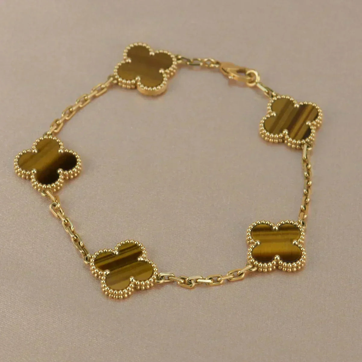 [Eterna Jewels] CLOVER 5 MOTIFS TIGER EYE BRACELET COLLECTION