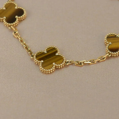 [Eterna Jewels] CLOVER 5 MOTIFS TIGER EYE BRACELET COLLECTION