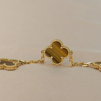 [Eterna Jewels] CLOVER 5 MOTIFS TIGER EYE BRACELET COLLECTION