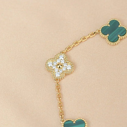 [Eterna Jewels] CLOVER 5 MOTIF MALACHITE BRACELET COLLECTION