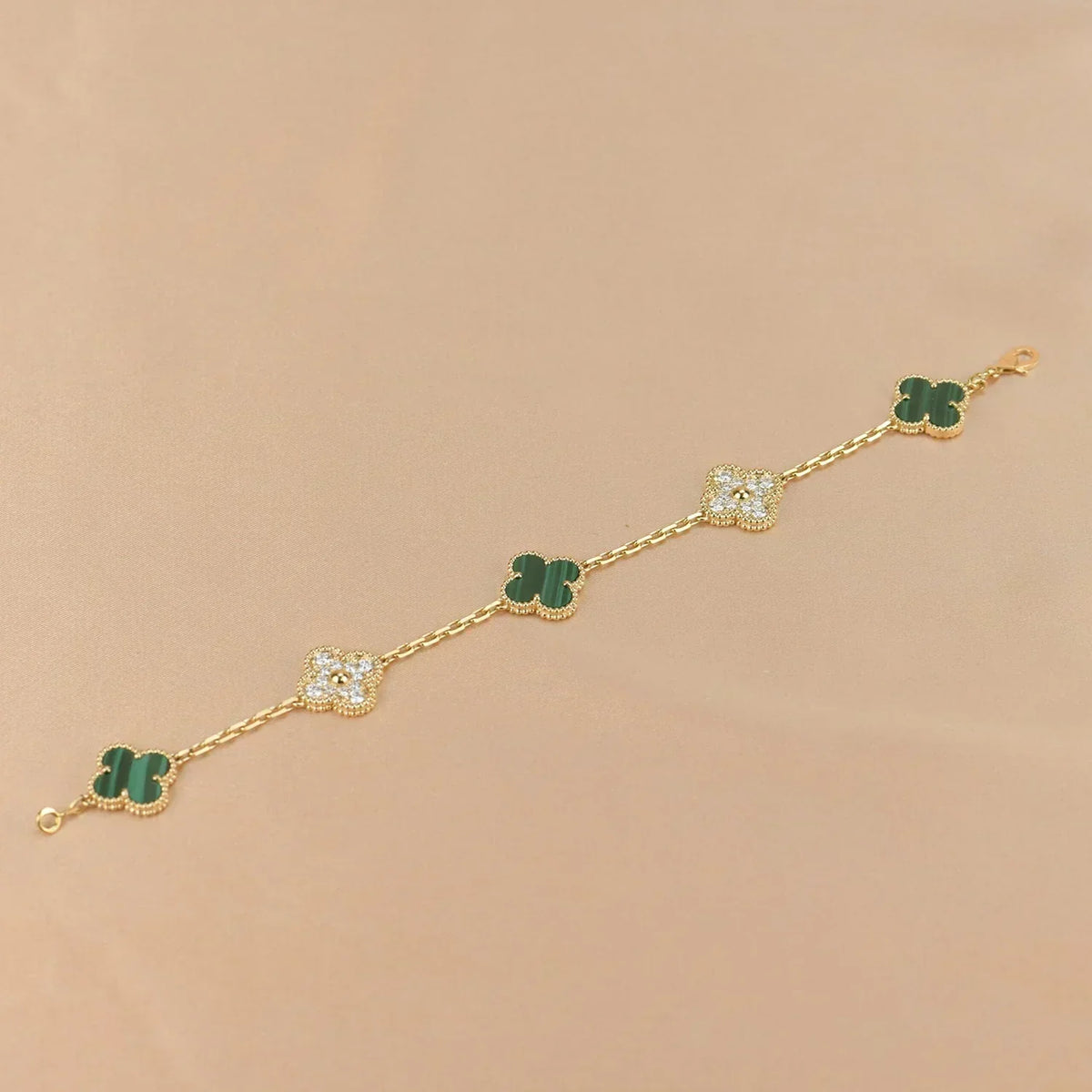 [Eterna Jewels] CLOVER 5 MOTIF MALACHITE BRACELET COLLECTION