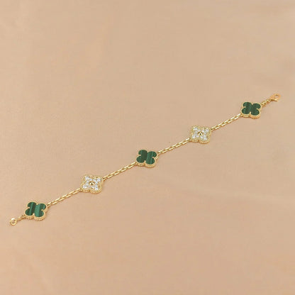 [Eterna Jewels] CLOVER 5 MOTIF MALACHITE BRACELET COLLECTION