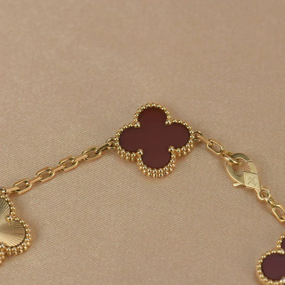 [Eterna Jewels] CLOVER 5 MOTIF RED CORNELIAN BRACELET COLLECTION