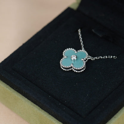[Eterna Jewels]CLOVER 15MM DIAMOND SVRES PORCELAIN  NECKLACE SILVER
