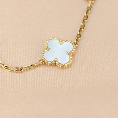 [Eterna Jewels]CLOVER WHITE PEARL MOP 5 MOTIF BRACELET COLLECTION