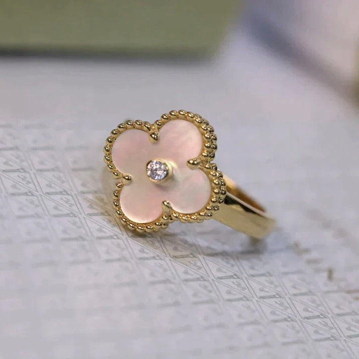 [Eterna Jewels]CLOVER PINK MOP RING GOLD DIAMOND