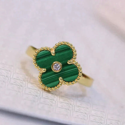 [Eterna Jewels]CLOVER MALACHITE RING GOLD DIAMOND