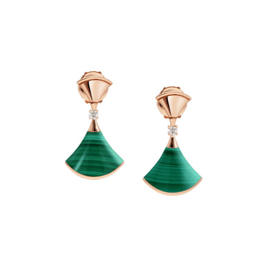 [Eterna Jewels]DREAM MALACHITE PINK GOLD EARRINGS