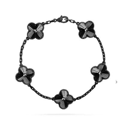 [Eterna Jewels]CLOVER 5 MOTIF BLACK BRACELET