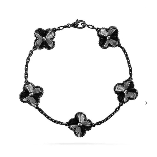 [Eterna Jewels]CLOVER 5 MOTIF BLACK BRACELET
