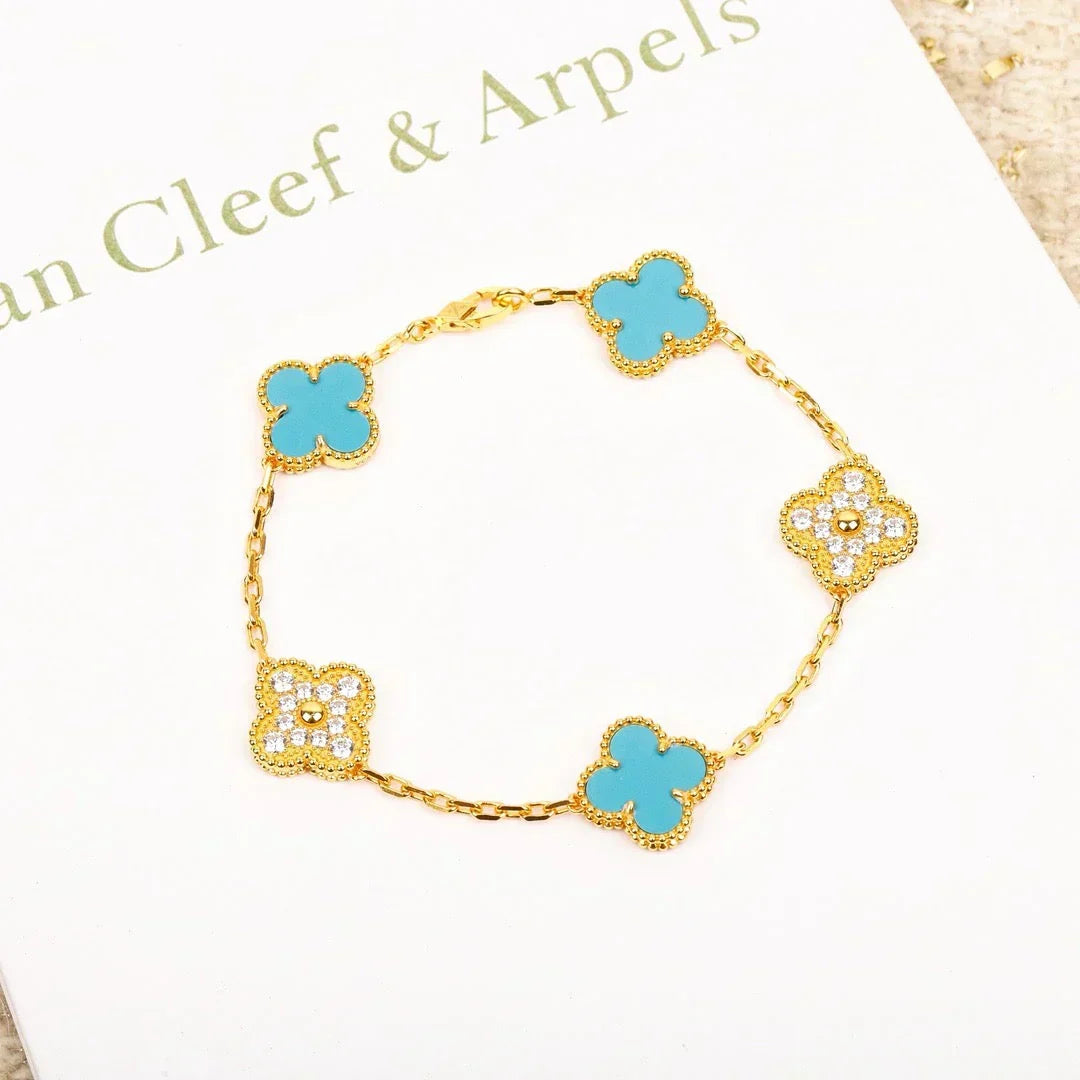 [Eterna Jewels] CLOVER 5 MOTIF TURQUOISE BRACELET COLLECTION