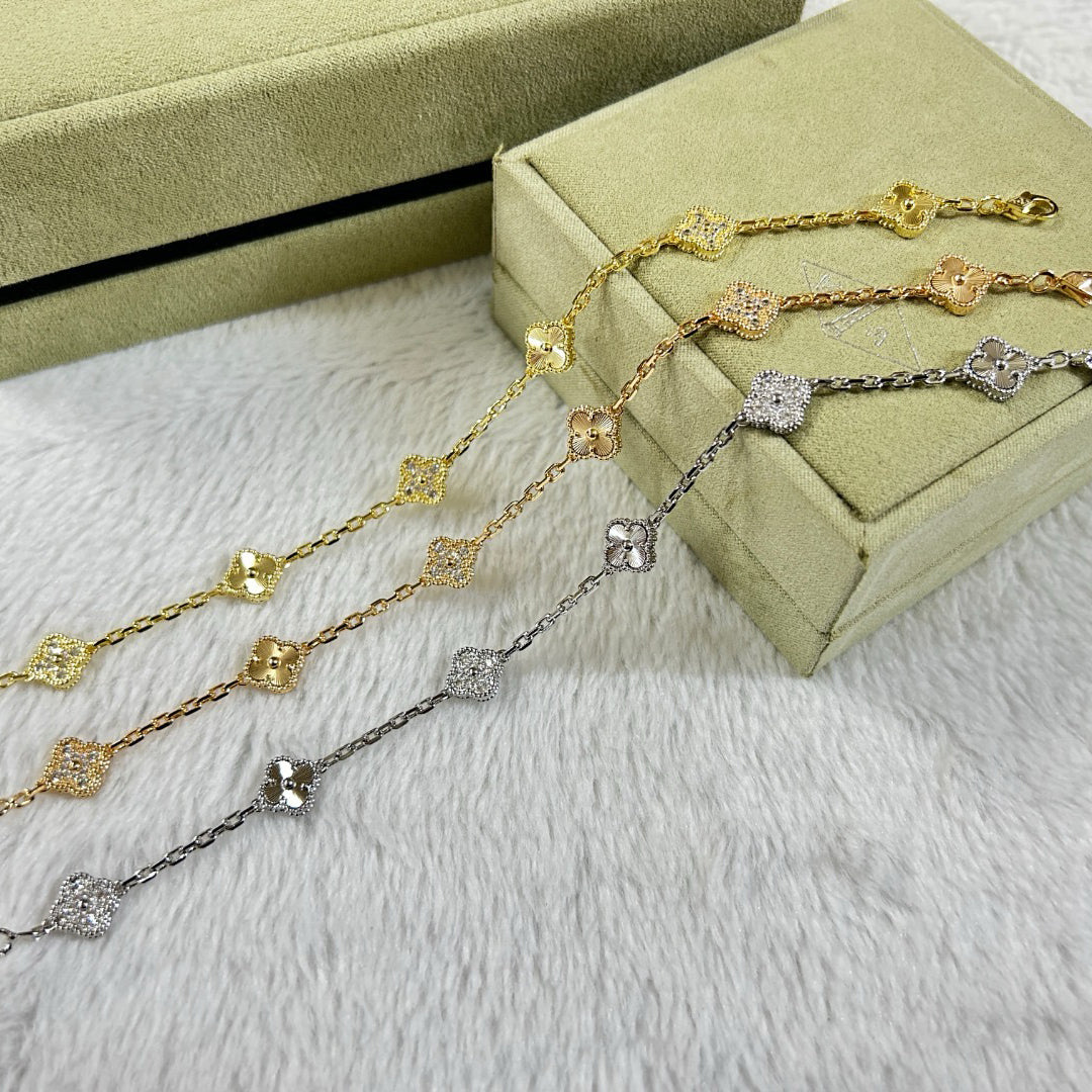 [Eterna Jewels]CLOVER 6 MOTIF DIAMOND LASER BRACELET