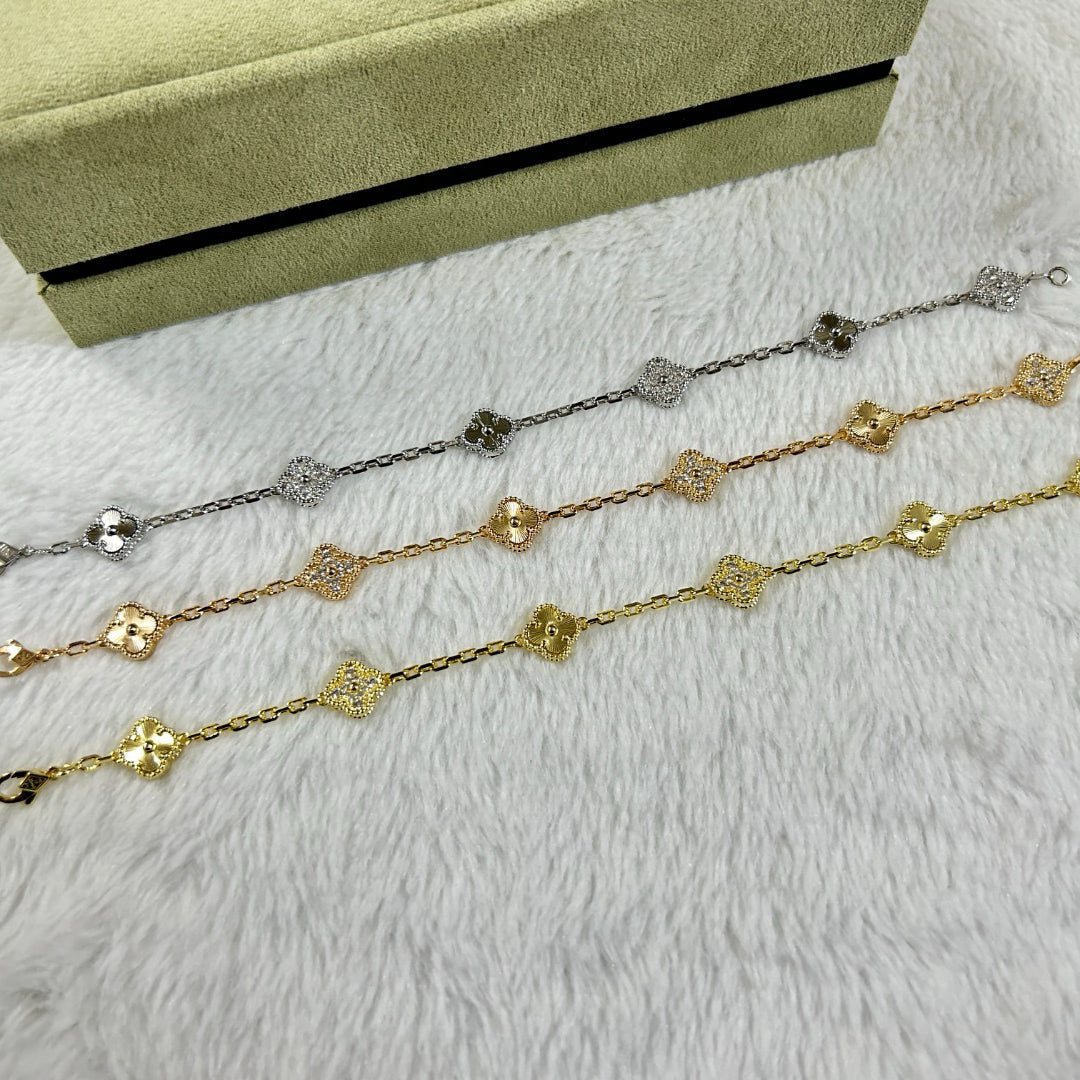 [Eterna Jewels]CLOVER 6 MOTIF DIAMOND LASER BRACELET