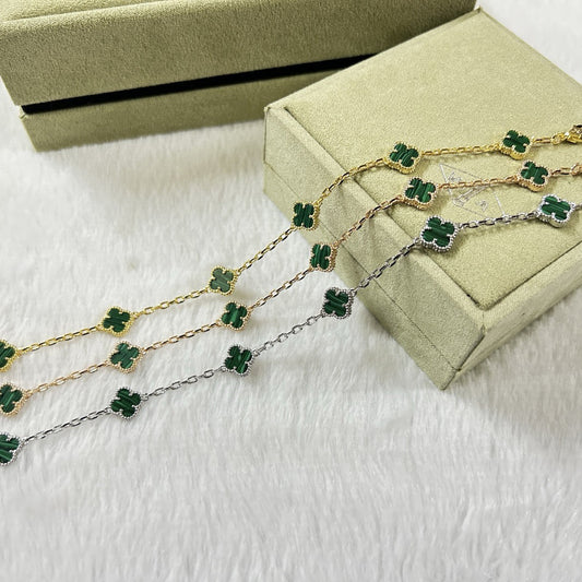 [Eterna Jewels]CLOVER 6 MOTIF MALACHITE BRACELET
