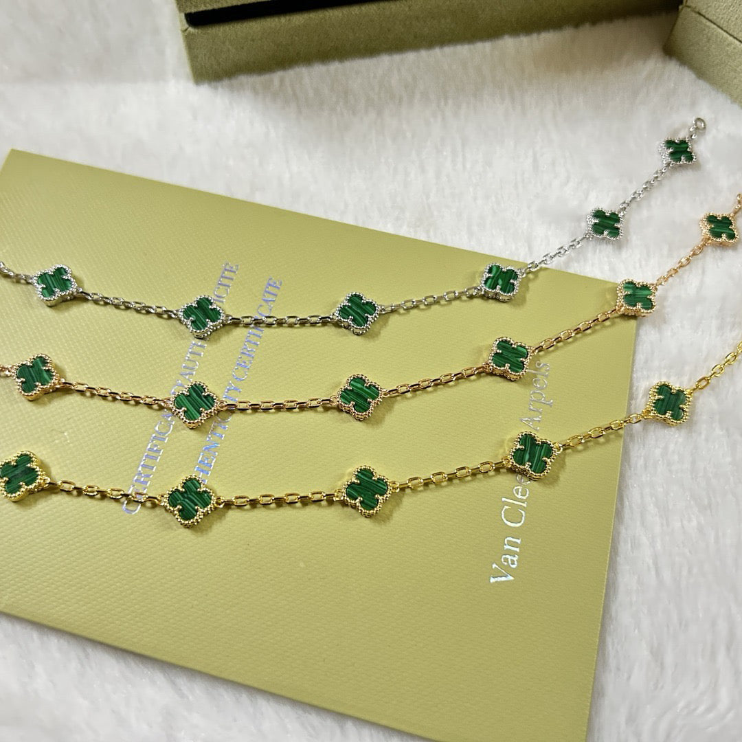 [Eterna Jewels]CLOVER 6 MOTIF MALACHITE BRACELET