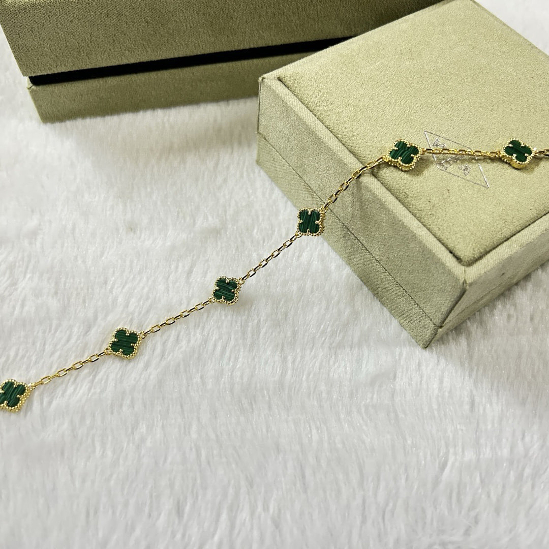 [Eterna Jewels]CLOVER 6 MOTIF MALACHITE BRACELET