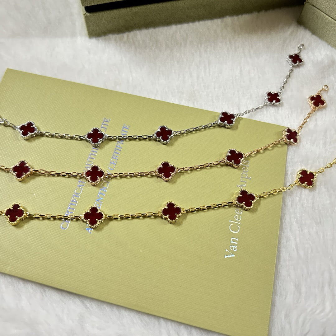[Eterna Jewels]CLOVER 6 MOTIF RED AGATE BRACELET