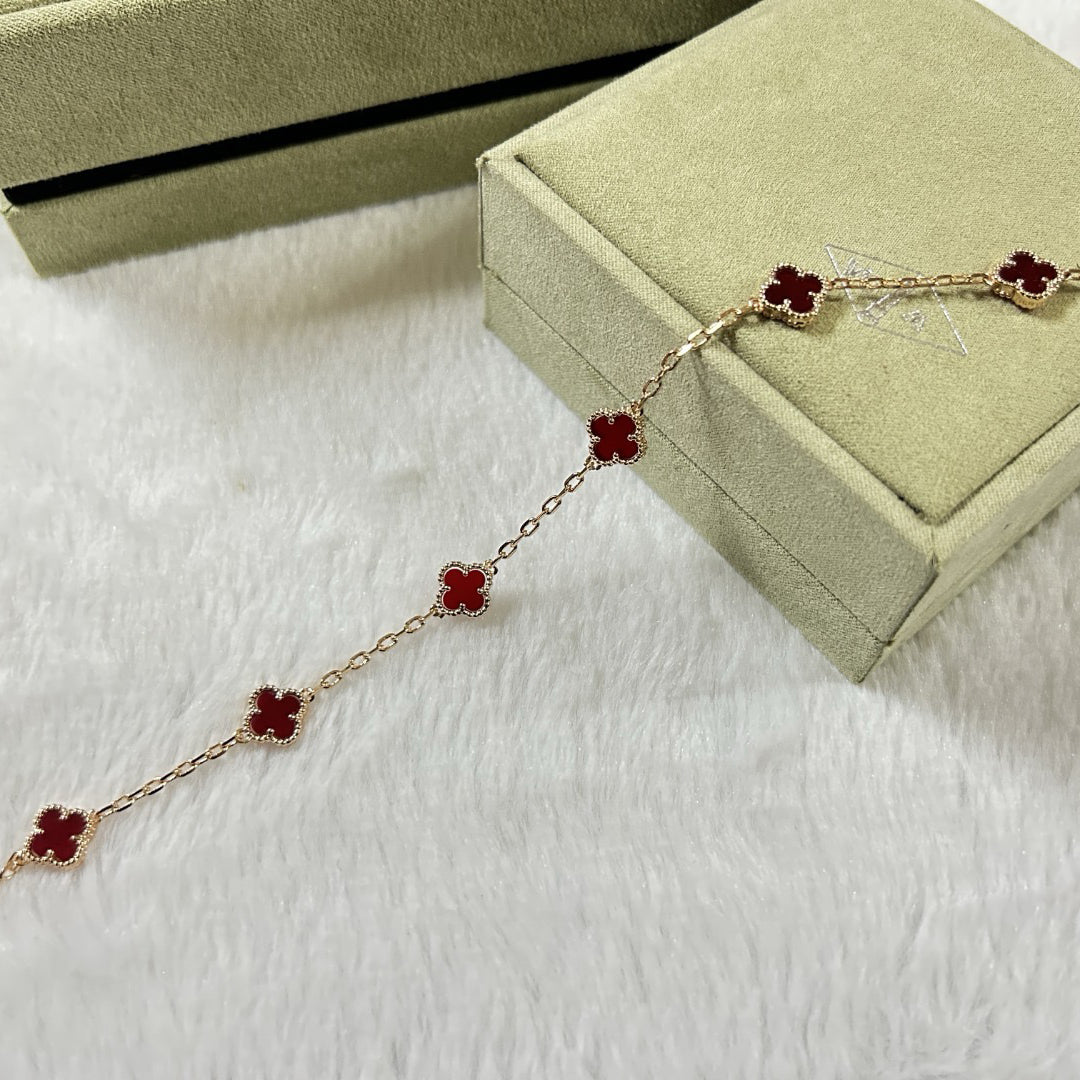 [Eterna Jewels]CLOVER 6 MOTIF RED AGATE BRACELET