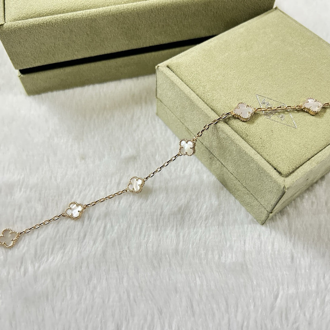 [Eterna Jewels]CLOVER 6 MOTIF WHITE MOP BRACELET