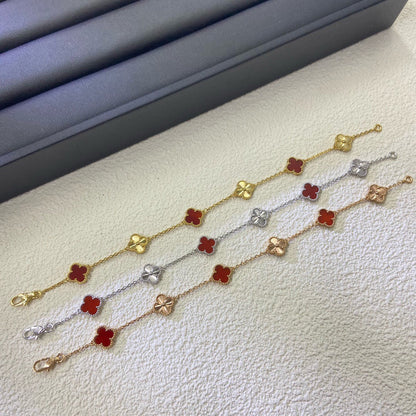 [Eterna Jewels]CLOVER 6 MOTIF RED AGATE LASER BRACELET