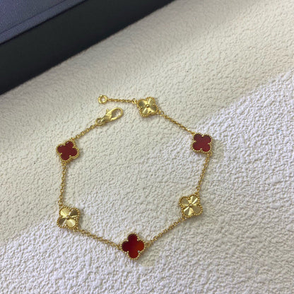 [Eterna Jewels]CLOVER 6 MOTIF RED AGATE LASER BRACELET