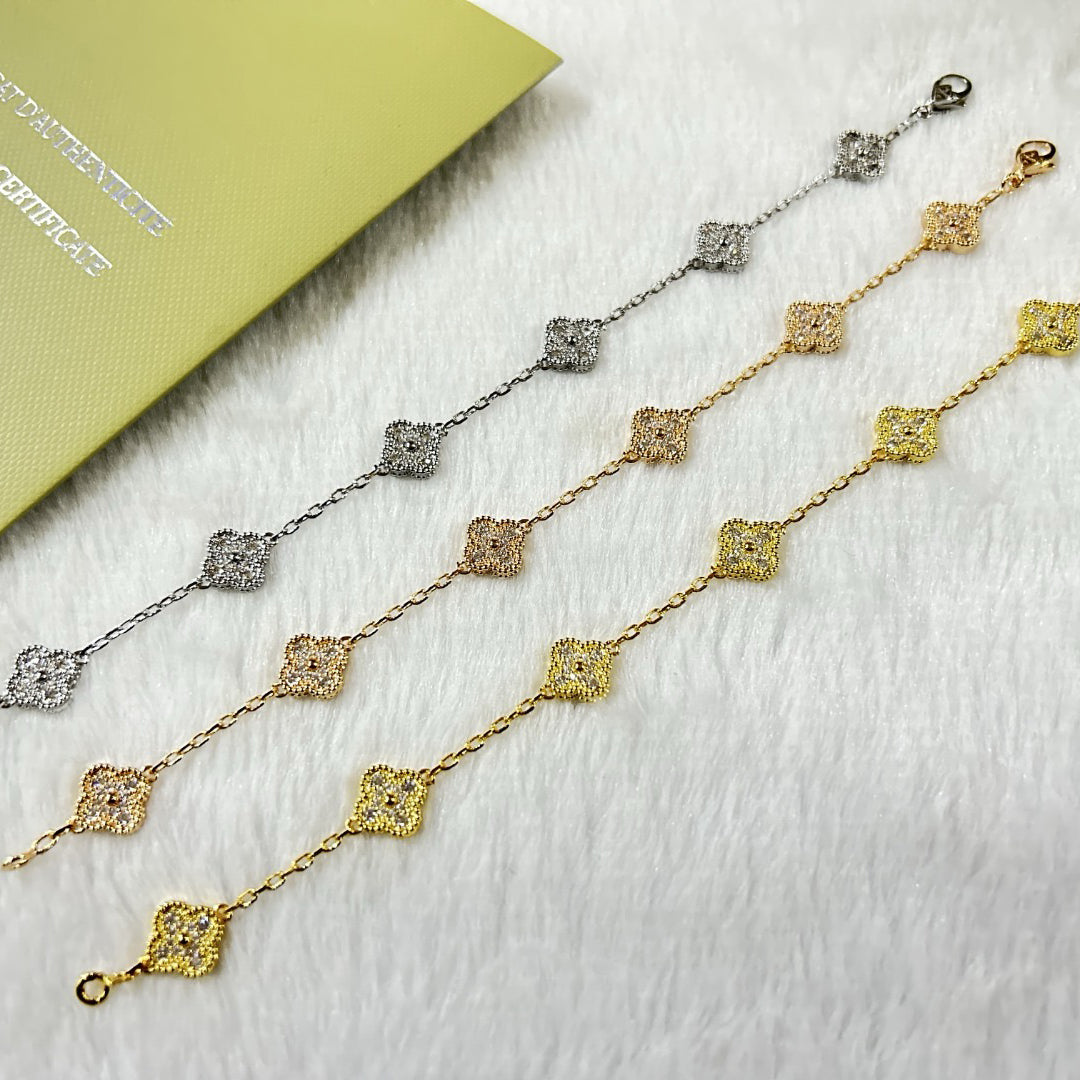 [Eterna Jewels]CLOVER 6 MOTIF DIAMOND BRACELET