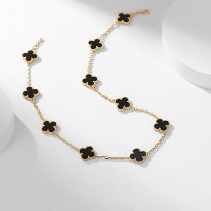 [Eterna Jewels]CLOVER 10 MOTIFS ONYX NECKLACE
