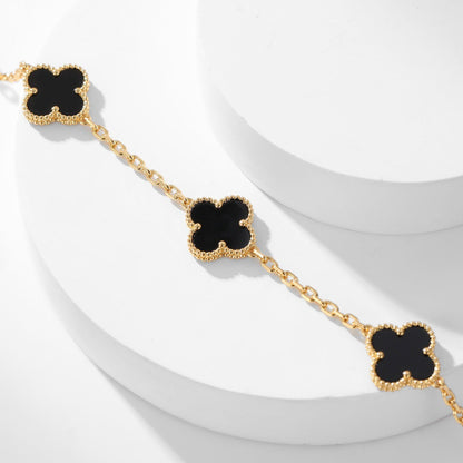 [Eterna Jewels]CLOVER 10 MOTIFS ONYX NECKLACE