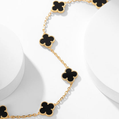 [Eterna Jewels]CLOVER 10 MOTIFS ONYX NECKLACE