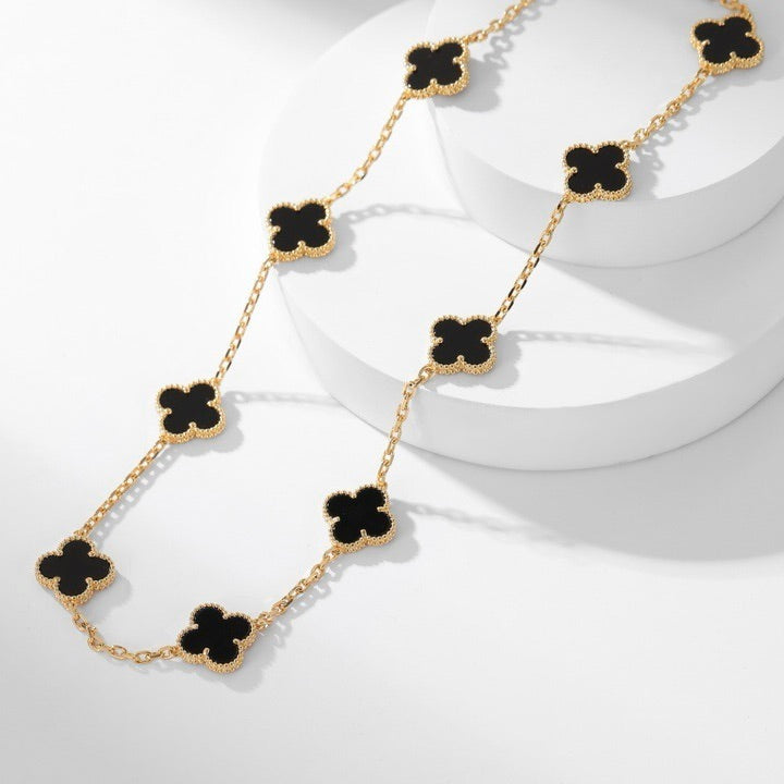 [Eterna Jewels]CLOVER 10 MOTIFS ONYX NECKLACE