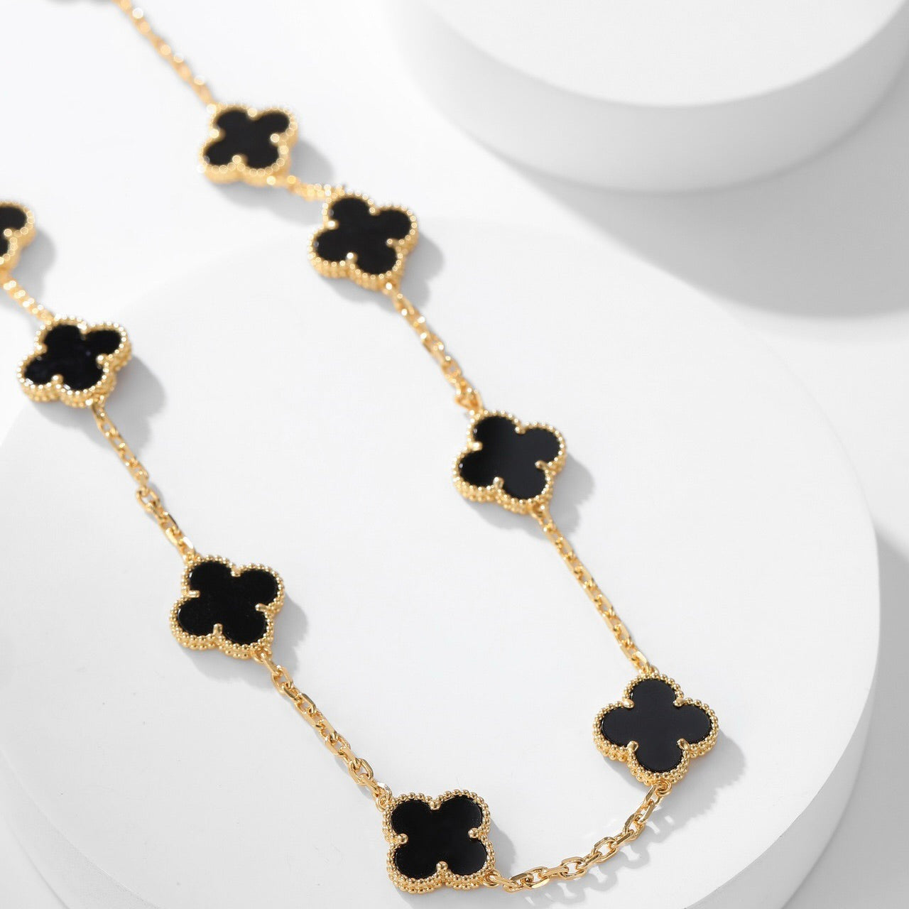 [Eterna Jewels]CLOVER 10 MOTIFS ONYX NECKLACE