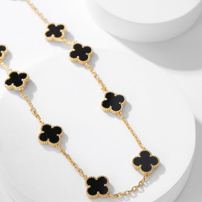 [Eterna Jewels]CLOVER 10 MOTIFS ONYX NECKLACE