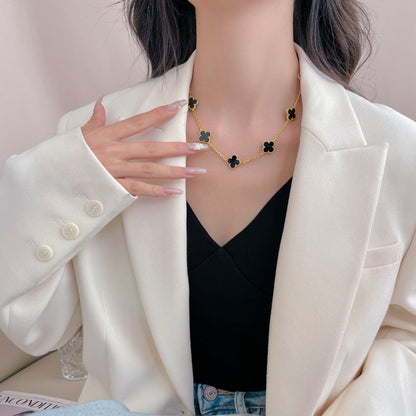 [Eterna Jewels]CLOVER 10 MOTIFS ONYX NECKLACE