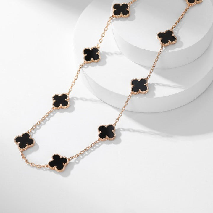 [Eterna Jewels]CLOVER 10 MOTIFS ONYX NECKLACE