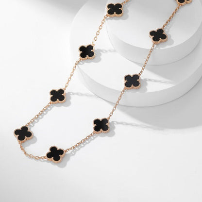 [Eterna Jewels]CLOVER 10 MOTIFS ONYX NECKLACE