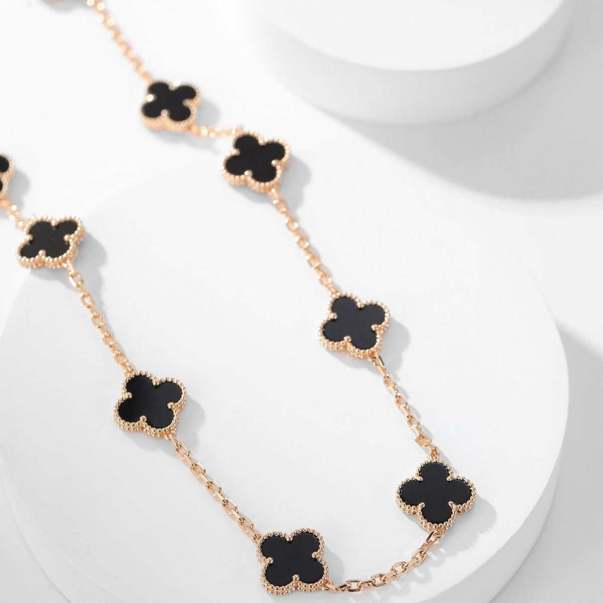 [Eterna Jewels]CLOVER 10 MOTIFS ONYX NECKLACE