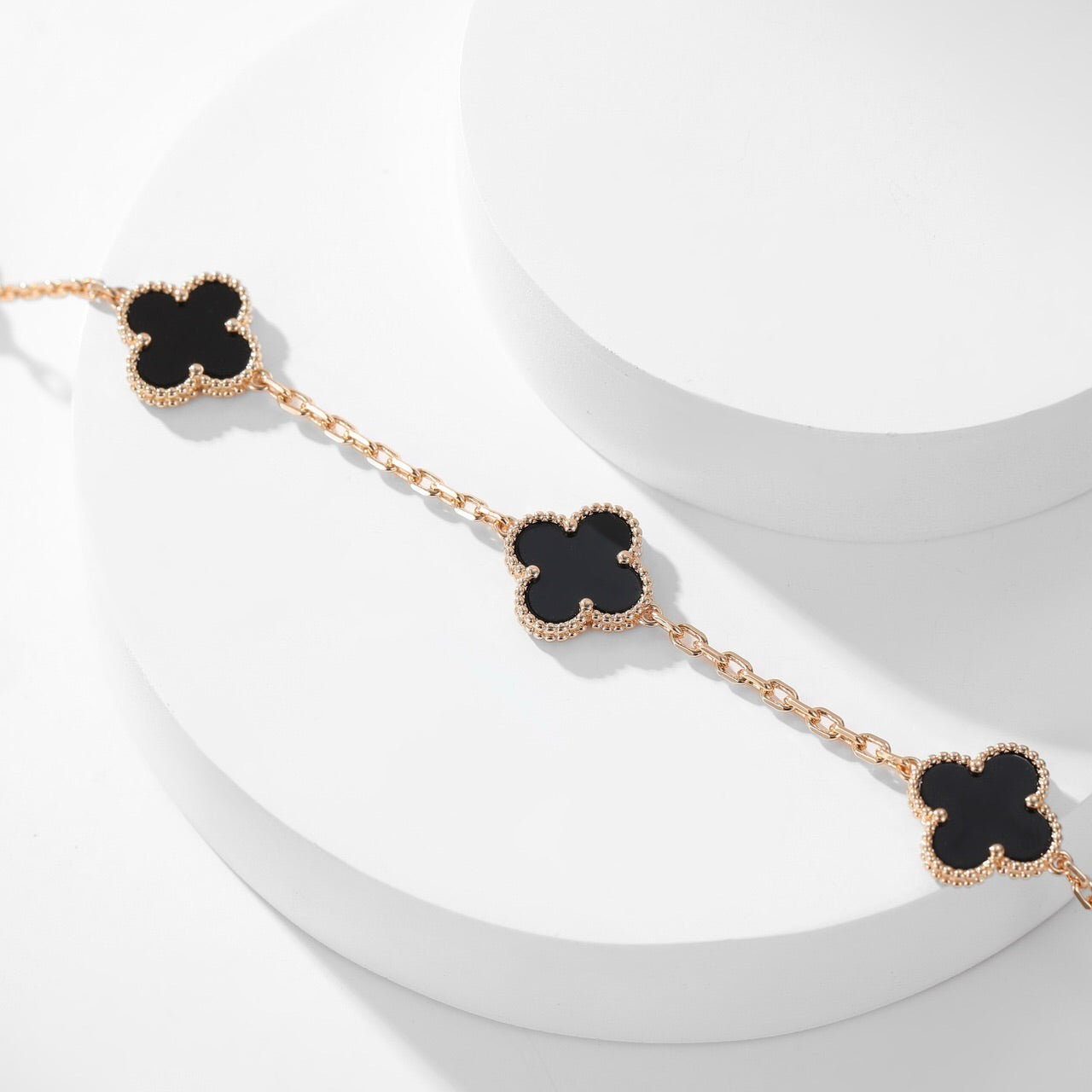 [Eterna Jewels]CLOVER 10 MOTIFS ONYX NECKLACE