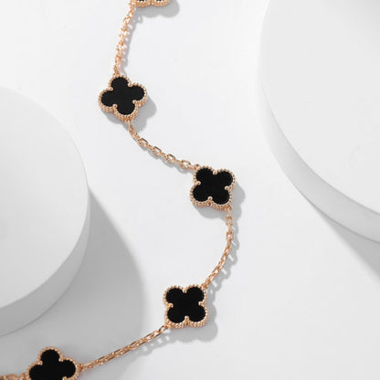 [Eterna Jewels]CLOVER 10 MOTIFS ONYX NECKLACE