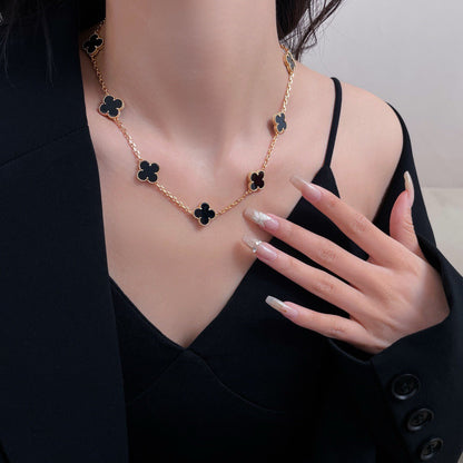 [Eterna Jewels]CLOVER 10 MOTIFS ONYX NECKLACE