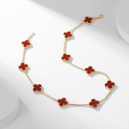 [Eterna Jewels]CLOVER 10 MOTIFS CARNELIAN NECKLACE