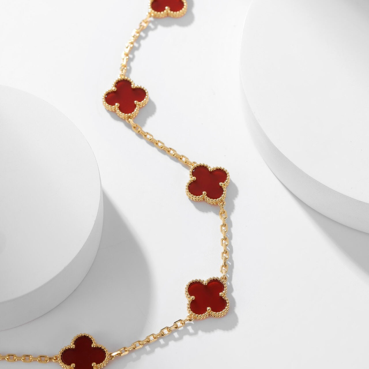 [Eterna Jewels]CLOVER 10 MOTIFS CARNELIAN NECKLACE