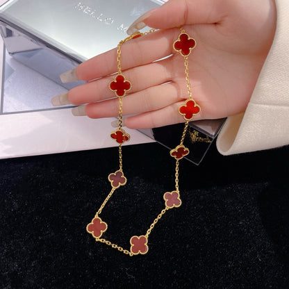 [Eterna Jewels]CLOVER 10 MOTIFS CARNELIAN NECKLACE