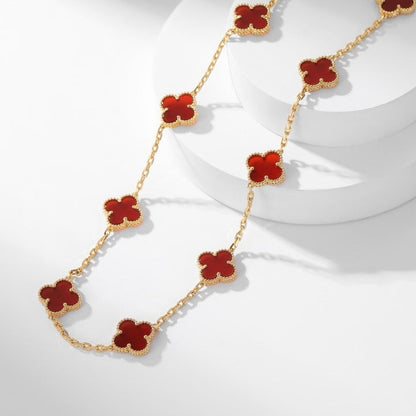 [Eterna Jewels]CLOVER 10 MOTIFS CARNELIAN NECKLACE