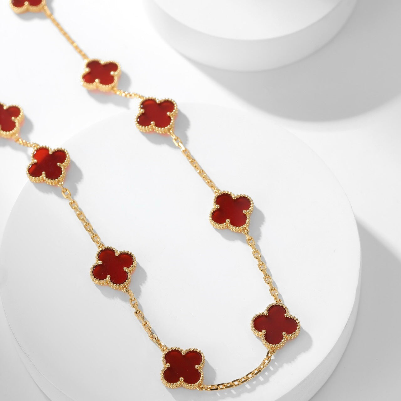 [Eterna Jewels]CLOVER 10 MOTIFS CARNELIAN NECKLACE