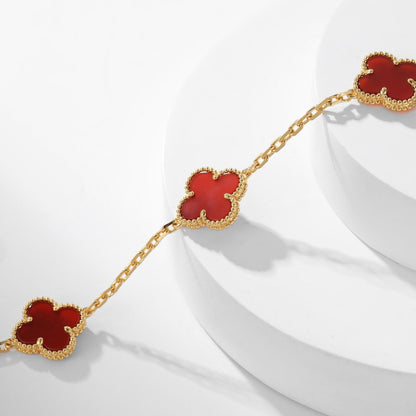 [Eterna Jewels]CLOVER 10 MOTIFS CARNELIAN NECKLACE