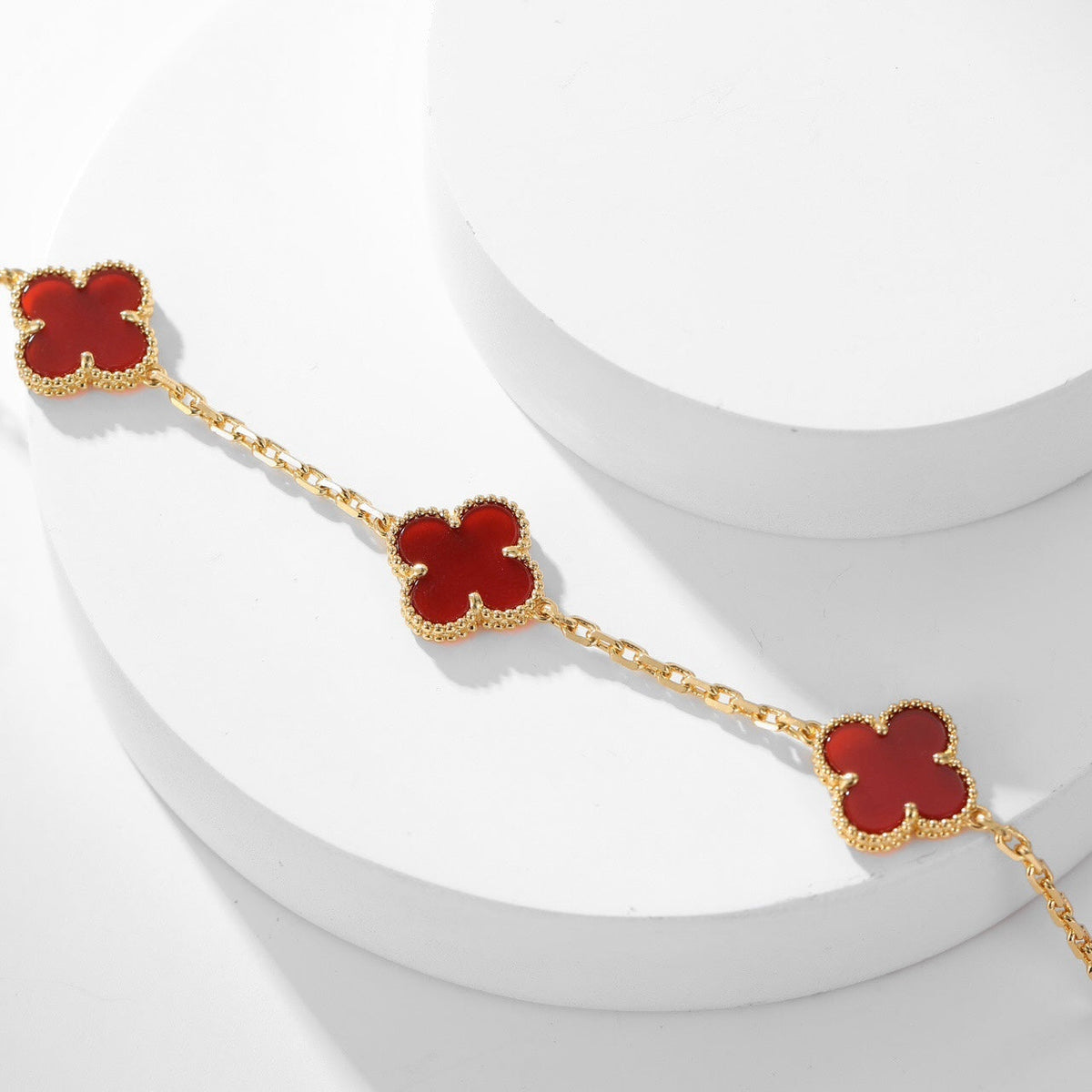[Eterna Jewels]CLOVER 10 MOTIFS CARNELIAN NECKLACE