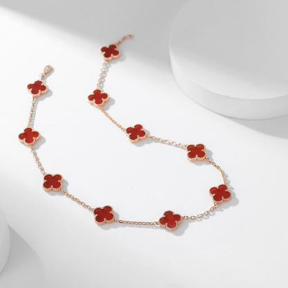 [Eterna Jewels]CLOVER 10 MOTIFS CARNELIAN NECKLACE