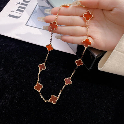 [Eterna Jewels]CLOVER 10 MOTIFS CARNELIAN NECKLACE