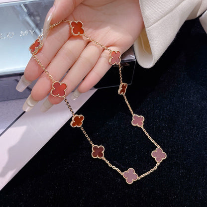 [Eterna Jewels]CLOVER 10 MOTIFS CARNELIAN NECKLACE
