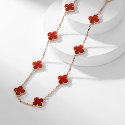 [Eterna Jewels]CLOVER 10 MOTIFS CARNELIAN NECKLACE